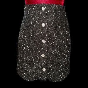 EXPRESS WOMEN HIGH WAISTED JEWEL EMBELLISHED TWEED BLACK MINI SKIRT